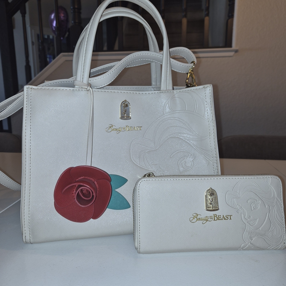 Loungefly Beauty and the Beast Cream Bag and Wallet Set